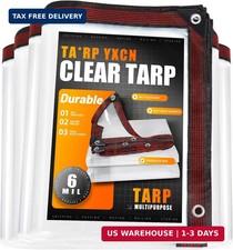 Clear Tarp 6 x 8 FT Medium Duty Waterproof Tarps Cover, Grommet Every 20 Inches,