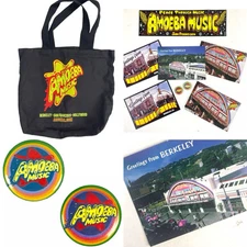 Amoeba Music 10 Tote Bag Button Postcard Sticker Lot Berkeley San Francisco CA