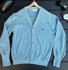 Vintage 70's Izod Lacoste Cardigan Sweater Light Blue 100 Orlon Acrylic Men L