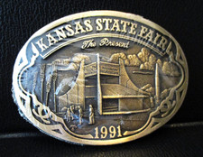 1991 Kansas State Fair Brass Belt Buckle Hutchinson The Present Limited Edition