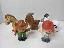 Fisher Price Little People Farm Animals Farmer Lot of 5 Horse Cow Goat