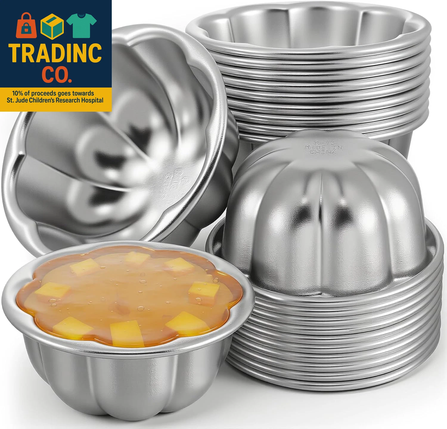 24 Pack Pudding Cup Pans, Popover Pan Small Jelly Pans Aluminum Reusable Cake Ta