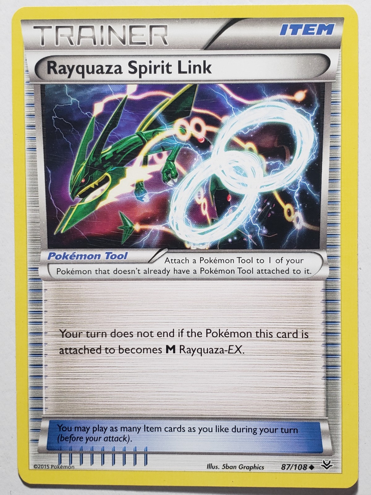 Rayquaza Spirit Link 87/108 LP / VLP - XY Roaring Skies Pokemon Card
