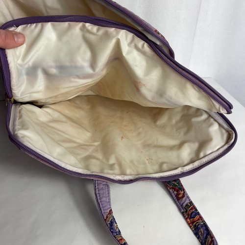 Organizador de maquillaje de viaje cosmético cachemir púrpura bolso Oscar De La Renta vintage - Imagen 7 de 11