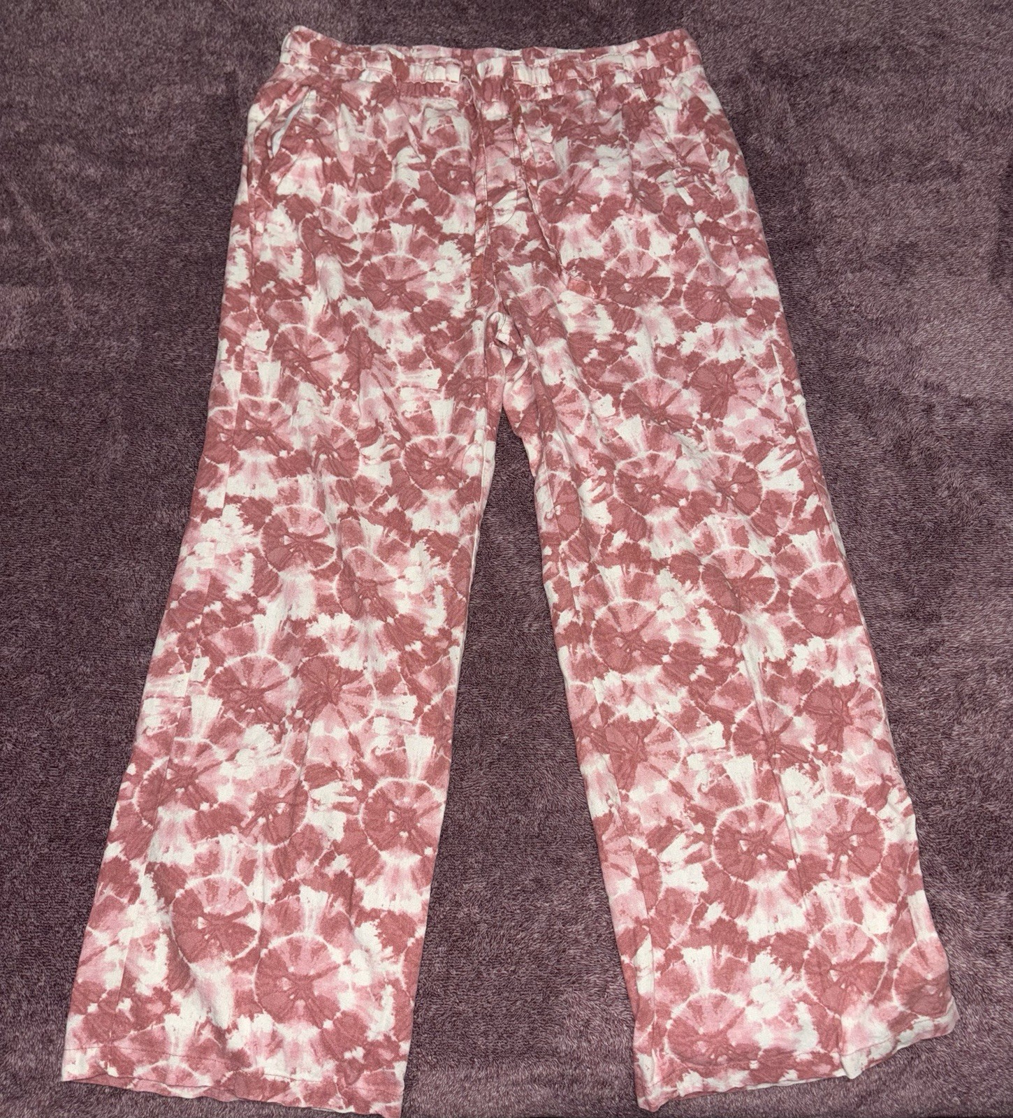 Old Navy Women's High-Waisted Wide-Leg Linen Blend Pants Tie Dye Size Large
