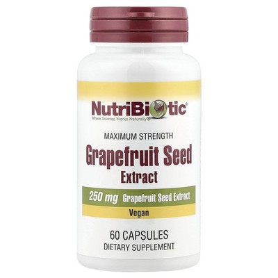 NutriBiotic Grapefruit Seed Extract 250 mg  60 Capsules Egg-Free, Gluten-Free,