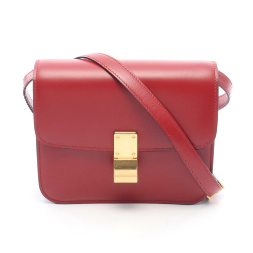 CELINE Classic Teen Box Shoulder Bag Leather Red Women's #MMB11759