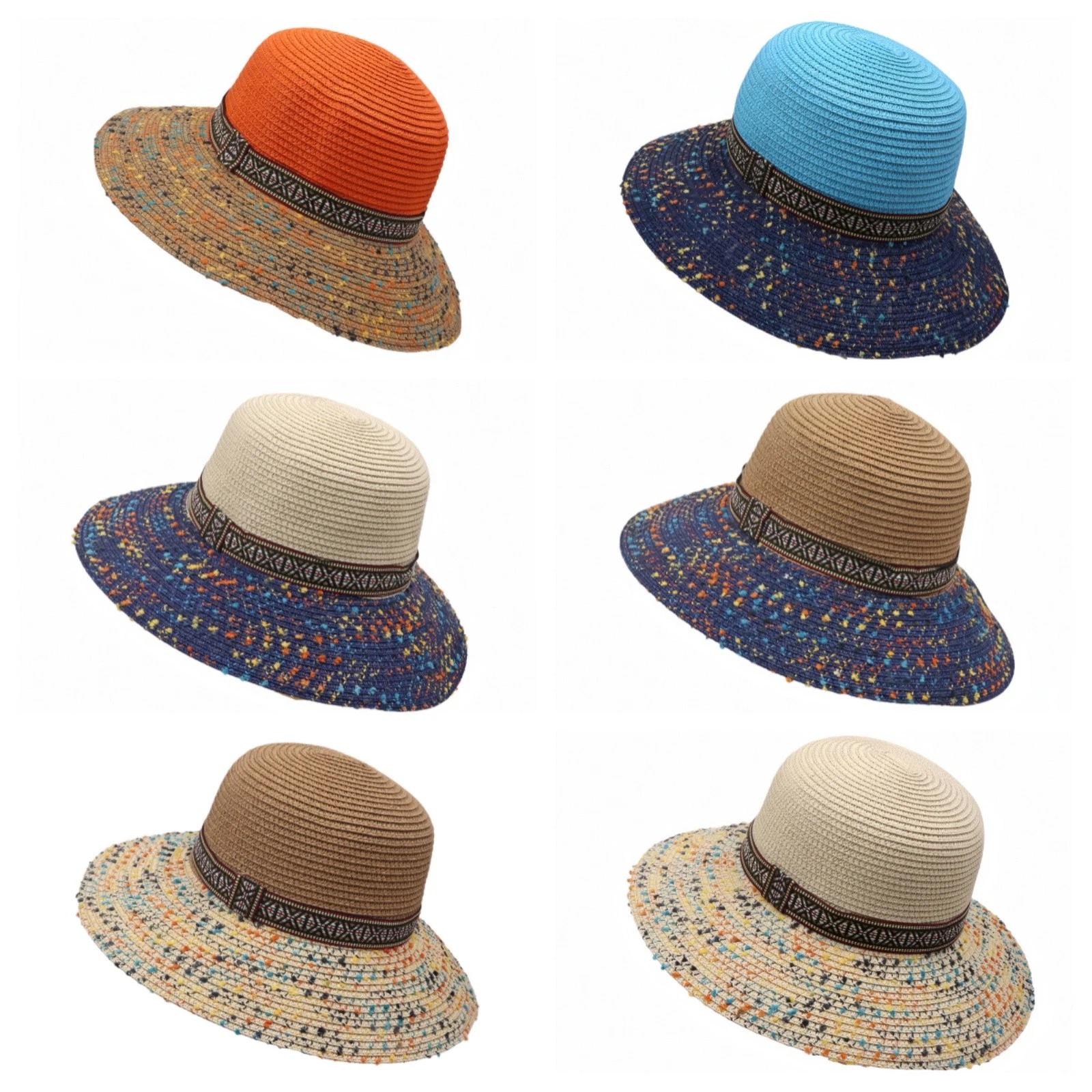 Boho Style Wide Brim Straw Hat Unisex Summer Outdoor Sun Hat Holiday Beach Cap