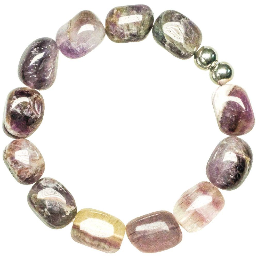 Bracelet fluorite violette homme femme, bijoux pierres naturelles perles 1.5 cm