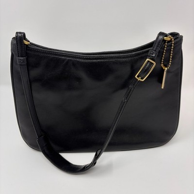 Vintage Coach Ashton Slim Purse Black Leather Shoulder Metal Hang Tag 8165