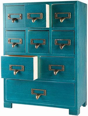 Apothecary Cabinet with 9 Drawers & Labels Rustic Library Card Catalog Cabinet D