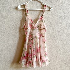 Babydoll Neglige Size Small Pink Sheer Mesh Nightwear Ruffle Y2K Coquette Sissy