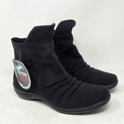 Romika TopDry Tex Black Ruched Waterproof Side Zip Ankle Boots Womens 39