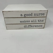 NURSE Wood Book Stack Quill To Paper By SixTrees Nursing Medical Handcrafted