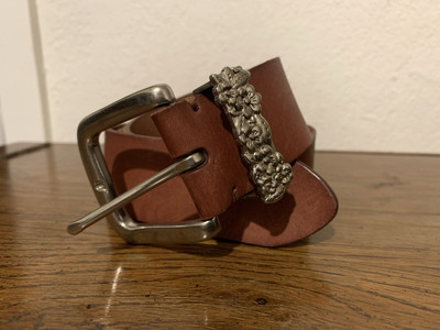 American Eagle Outfitters Brown Leather Belt and Silver-tone Buckle S