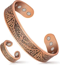 Men's Bracelet Magnetic Therapy Arthritis Pain Relief Pure Solid Copper Bangle