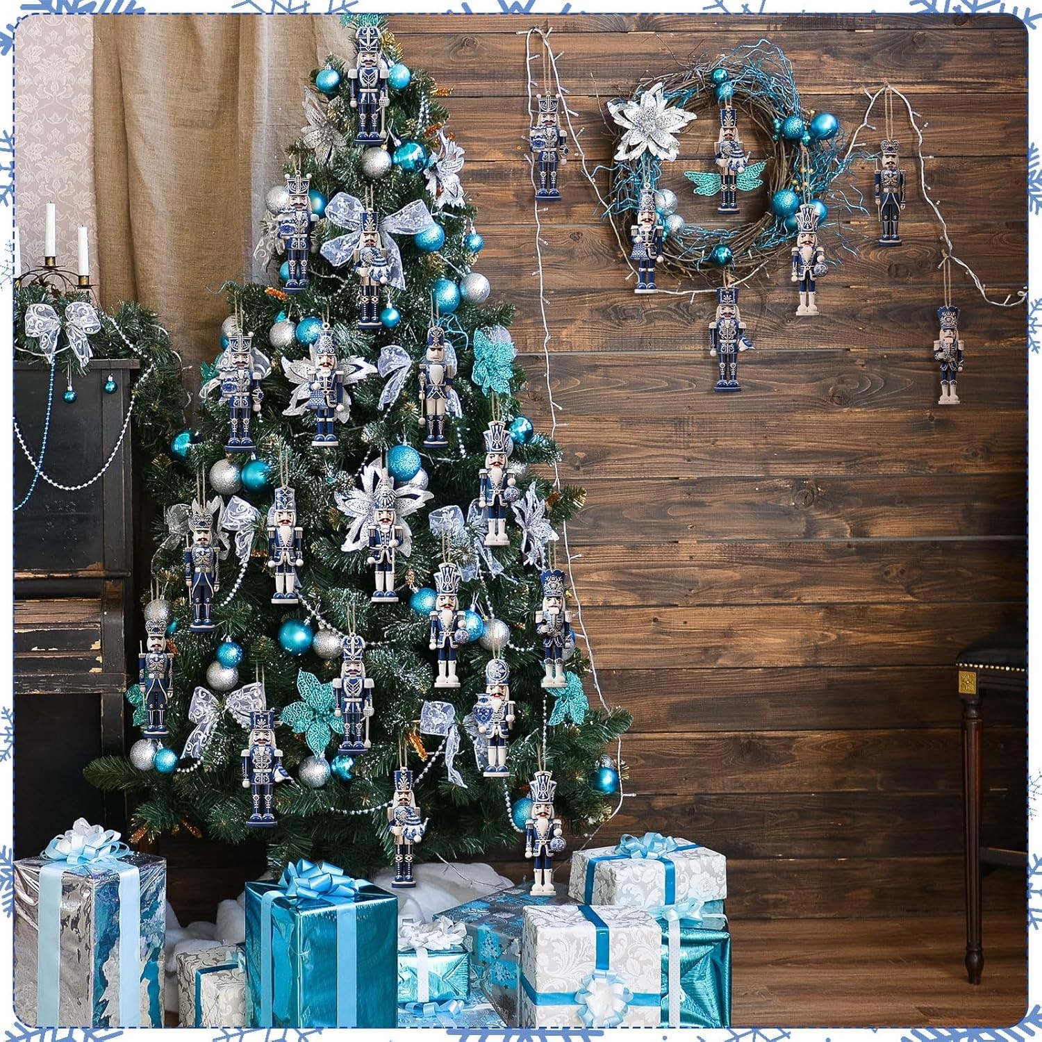 Barydat 36 Pcs Christmas Nutcracker Ornaments for Tree Blue and White... 