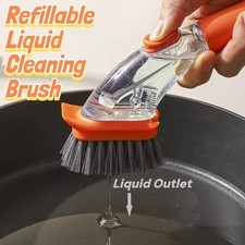 Refillable Liquid Cleaning Brush Automatic Liquid Dishwashing Brush Long Handle