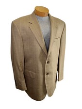 Jos A Bank Silk Wool Sport Coat Blazer Jacket 43R Brown Glen Check Two Button