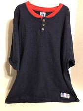 Vintage 90s RUSSELL ATHLETIC shirt 2XL blank blue NWT tag High Cotton Henley