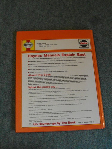 Haynes VW 1302 1302S Super Beetle 1970 to 1972 1974 Hardback in mint condition - Picture 2 of 7