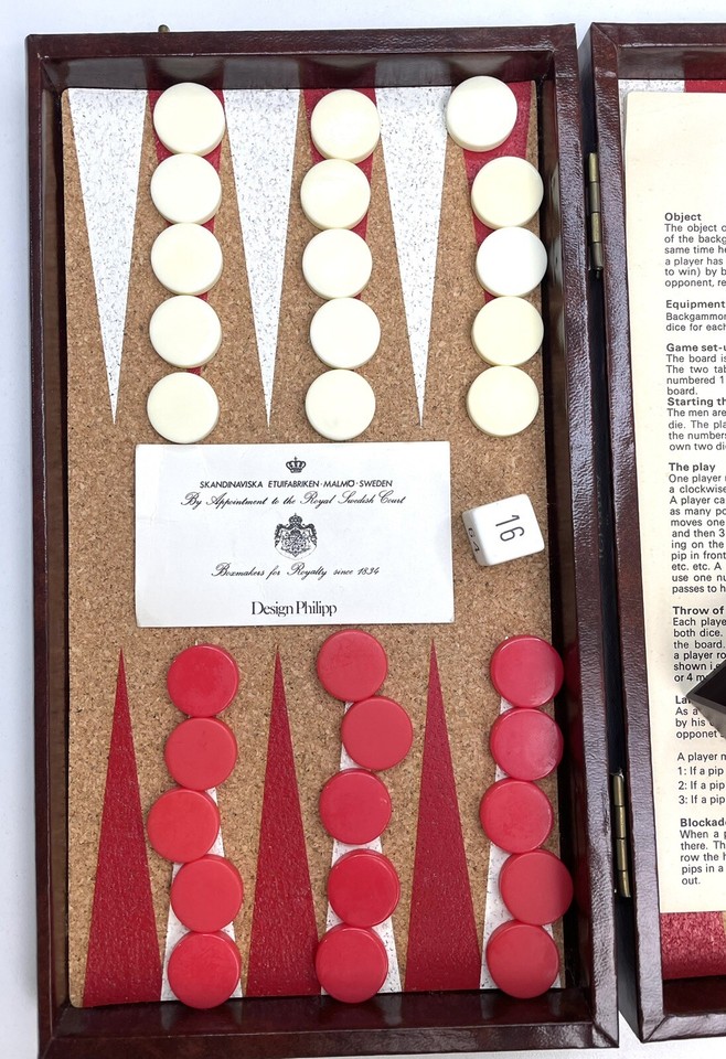 Design Philipp Backgammon Chess Checkers Board Game Set Faux Book Box ...