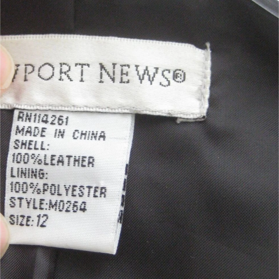 Chaqueta Newport News Forrada de Cuero Talla 12 Negra Estampado Animal Larga Foto 3 de 4