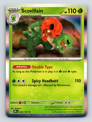 Stage 1 Scovillain HP 110 Double Type Ability Spicy Headbutt Green