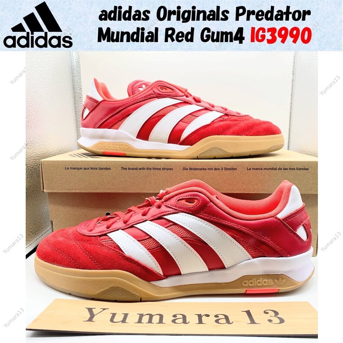adidas Originals Predator Mundial Red Gum4 IG3990 Men's Size adidas Originals Predator Mundial Red Gum4 IG3990 Men's Size