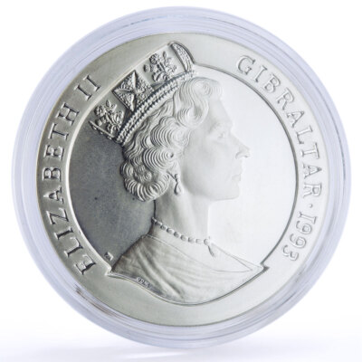 Gibraltar 1 crown World War II HMS Penelope Battleship Ship silver