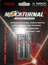 @NEW@ 1-- 3pk. Nockturnal Red Lighted X Nocks! arrow nock NT-502 .204 axis fmj