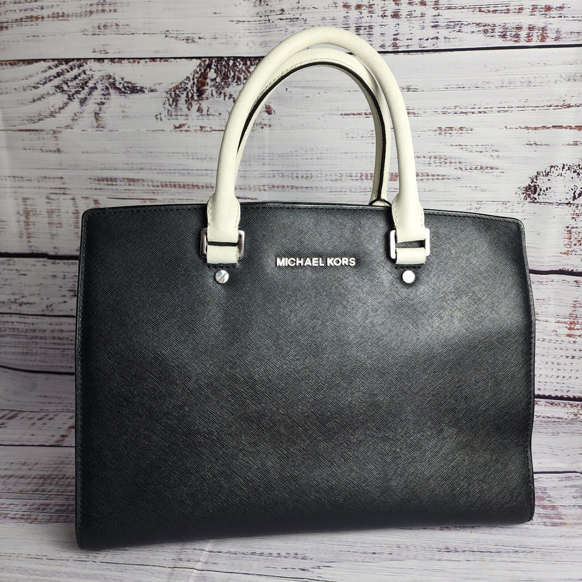 Michael Kors Selma Large Saffiano Leather Satchel Black Shoulder