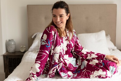 Ladies Womens Pink Floral Dressing Gown Robe 'Katherine' - SIZE 8 10 | eBay