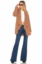 $198 Tularosa Beige Faux Fur Teddy Shag Coat Open Front Revolve S 4 6 New T550