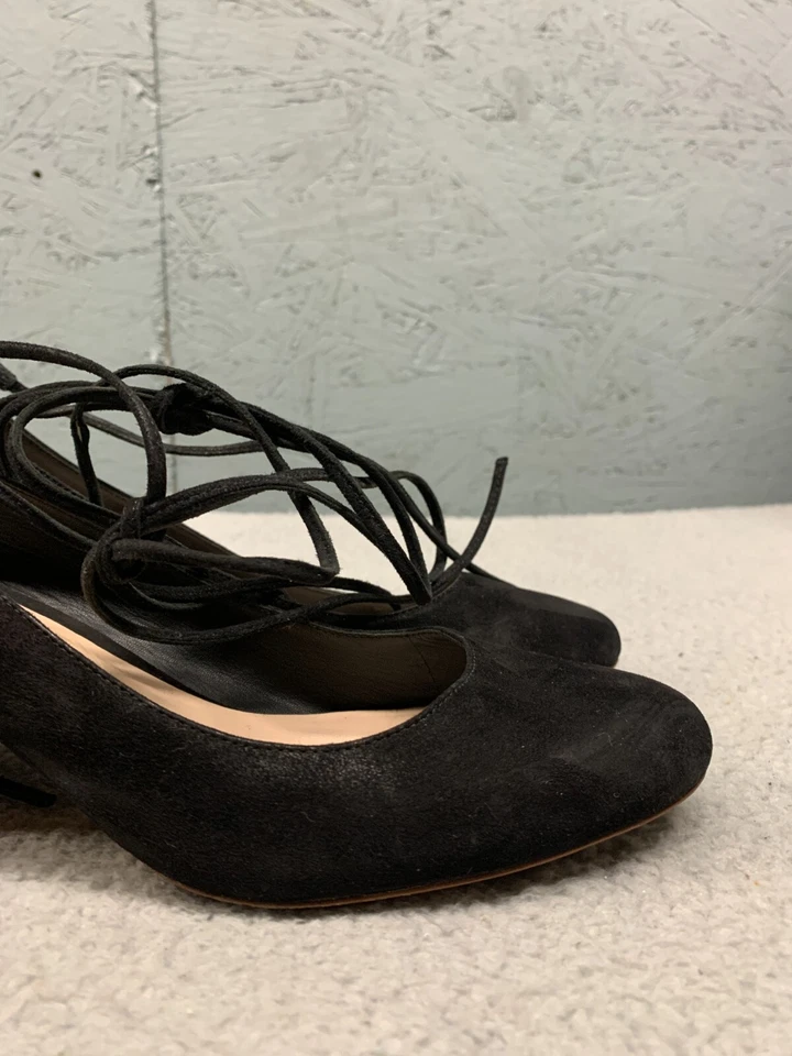 Zapatos de salón Loeffler Randall Clara para mujer talla 8,5 negros de gamuza al tobillo con tacón bloque Foto 4 de 4