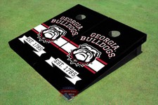 University Of Georgia Bulldog Mark Solid Black EST Custom Cornhole Board