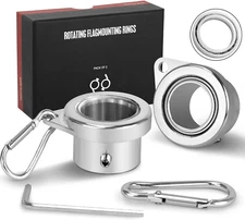 FLAG WIN Aluminum Alloy Flagpole Ring Set Bearings 2 Pack Anti Wrap Full Rotate