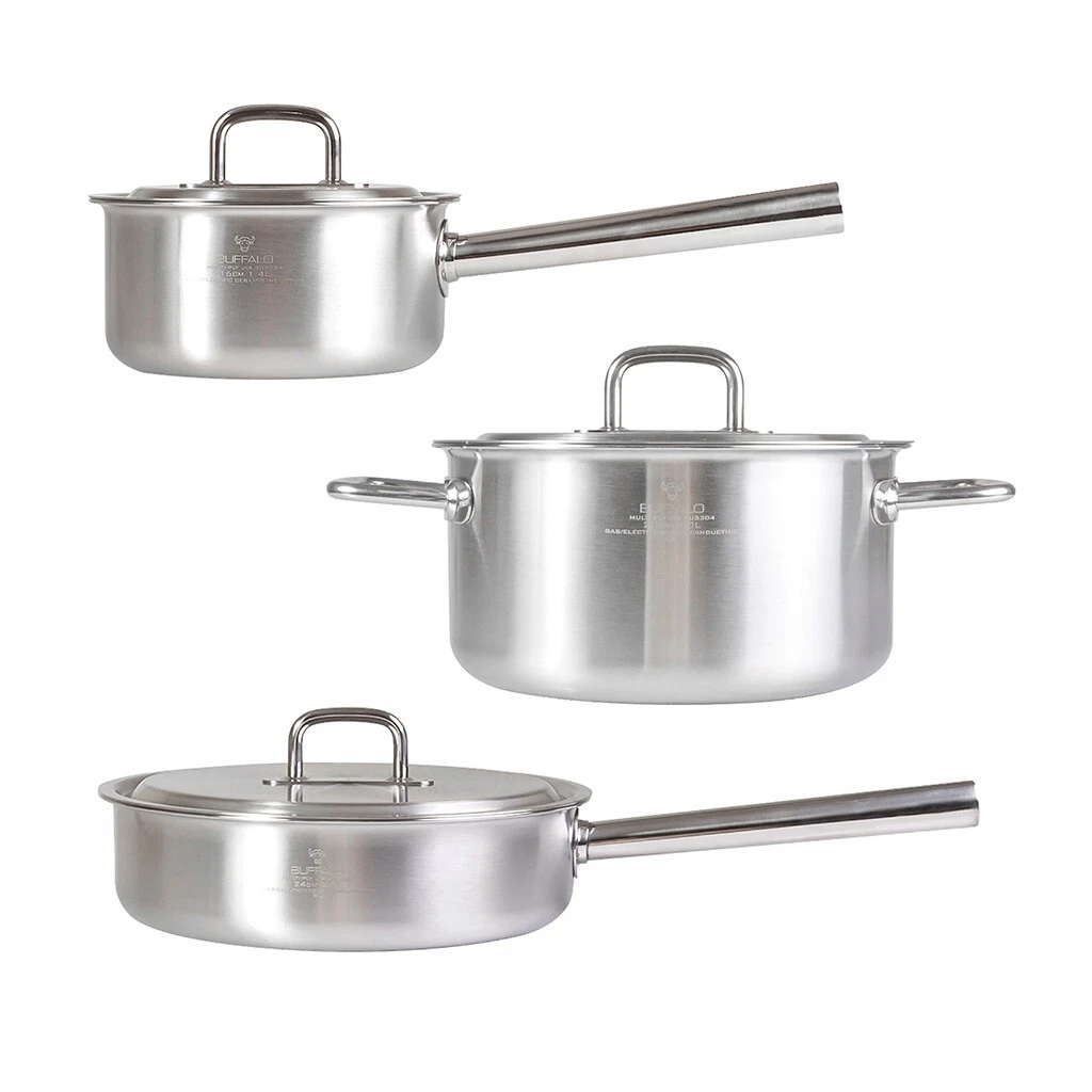BUFFALO Simplex Series Stainless Steel 6-Piece Pot Set. New