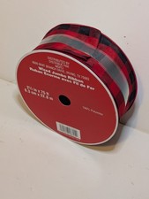 New Celebrate It Christmas Red Black Plaid Wired Jumbo Craft Ribbon 2.5" x 75'