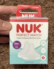 NUK Perfect Match Medium Flow Baby Bottle Replacement Nipples Anti Colic 2 Pack