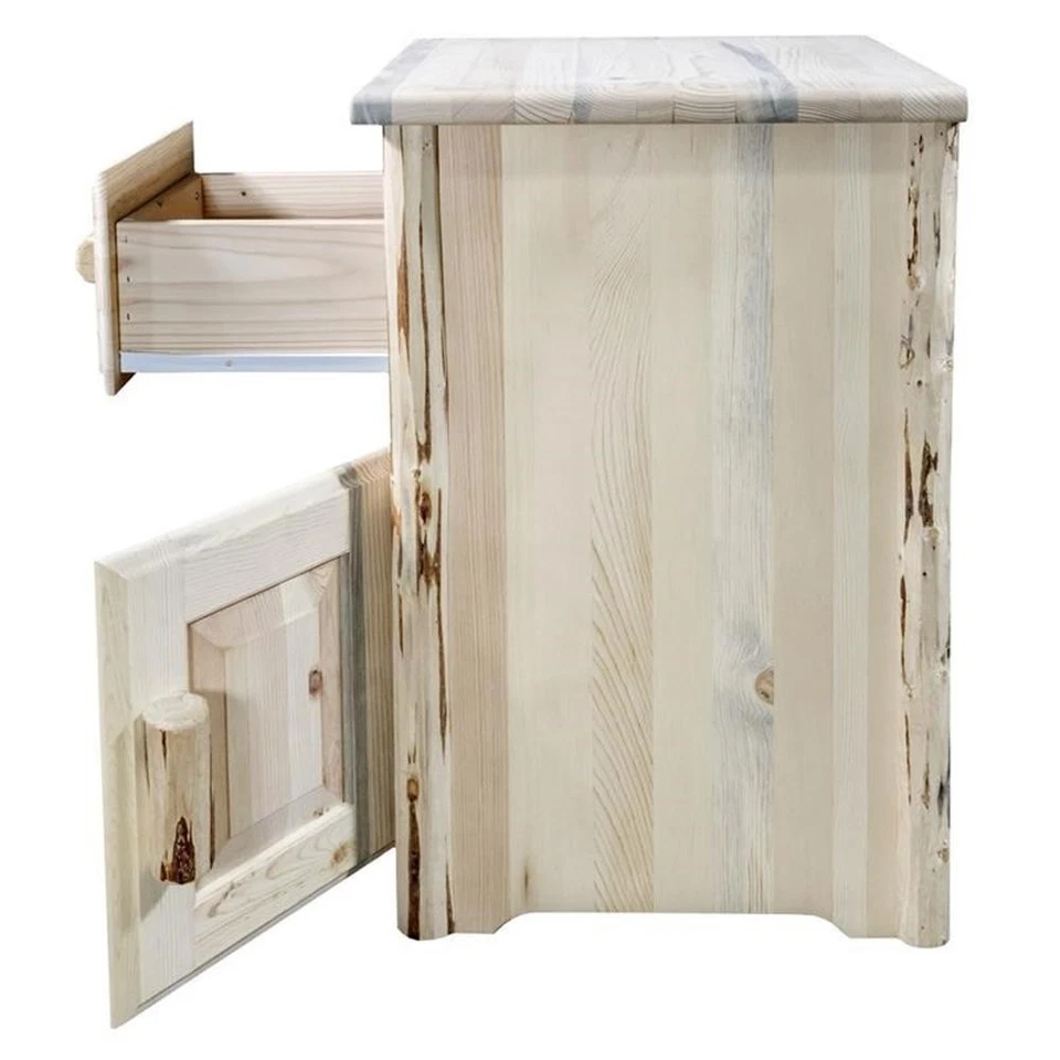 Montana Woodworks Solid Wood End Table with Drawer and Door in Natural - Image 4 of 4