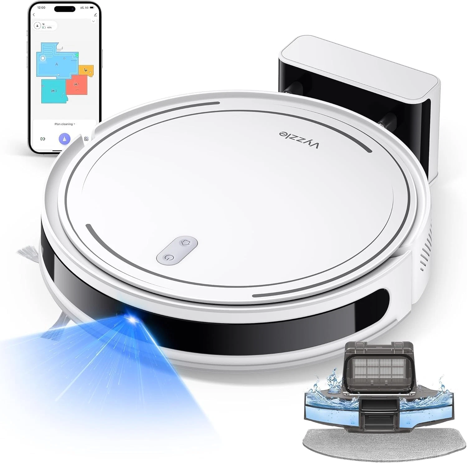 Robot Vacuum and Mop, 3-in-1 Robotic Vacuum Cleaner with Schedule, 5000Pa Suctio