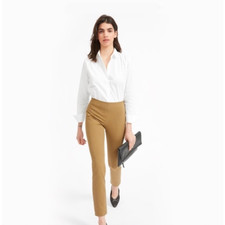 Everlane Side Zip Stretch Work Pants Tan Size 10 Skinny Career Office Academia