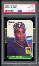 Barry Bonds Rookie Card 1987 Donruss #361 PSA 8. rookie card picture