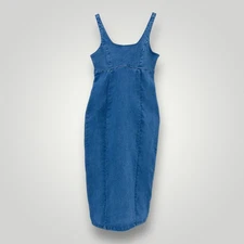 Haute Monde Dress Womens Small Blue Denim Midi Maxi Tank Stretch Bodycon Pockets
