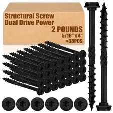 5/16" x 4" Structural Lag Screws Dual Drive Hex Washer Star Drive Head Wood L...