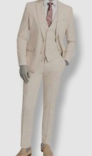 Bar III Men's Beige Slim 2-Piece Jacket  Pants Suit Size 38S 32W-30L