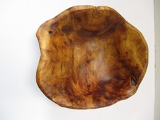 Natural Burl Wood Carved Bowl Freeform 9" x 3"
