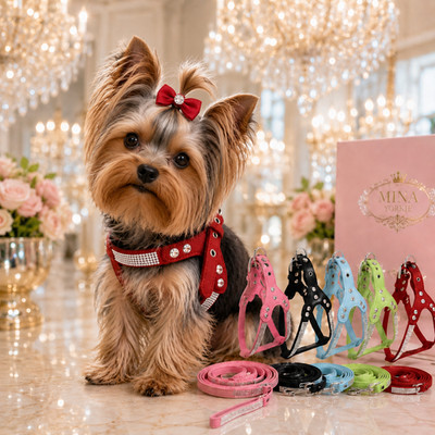 Rhinestone Dog Chest Harness & Leash   Luxury Bling for Small Dogs