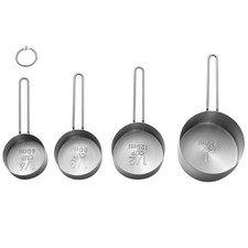 NEW Stainless Steel Stackable Measuring Spoons Cups Set 4Pcs Kitchen